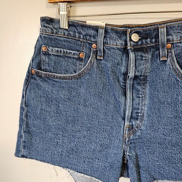 NWT LEVIS 501 original high rise shorts dark Denim - Picture 14 of 16